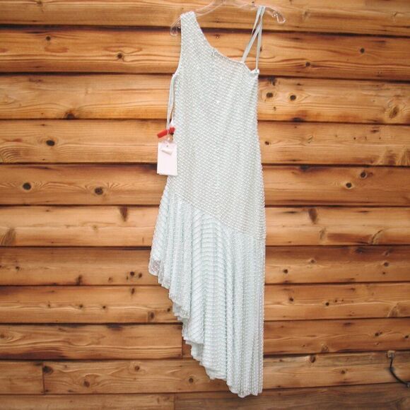 MAC DUGGAL  Blue One Shoulder Asymmetrical Hem Dress - Picture 11 of 14